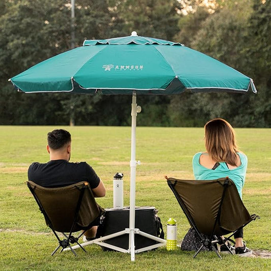 AMMSUN Shade Umbrella, Premium Portable Umbrella with Stand, 6.5ft Lightweight Free Standing Canopy for Sporting Games, Adjustable Instant Sun Protection and Easy to Carry, Turquoise
