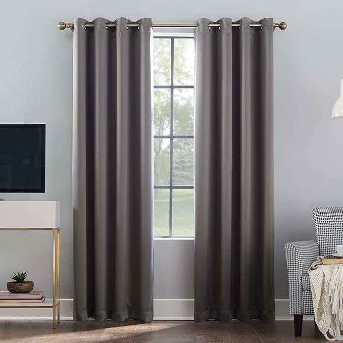 Sun Zero Nordic Theater Grade Extreme 100% Blackout Grommet Curtain Single Panel, 52" x 63", Gray