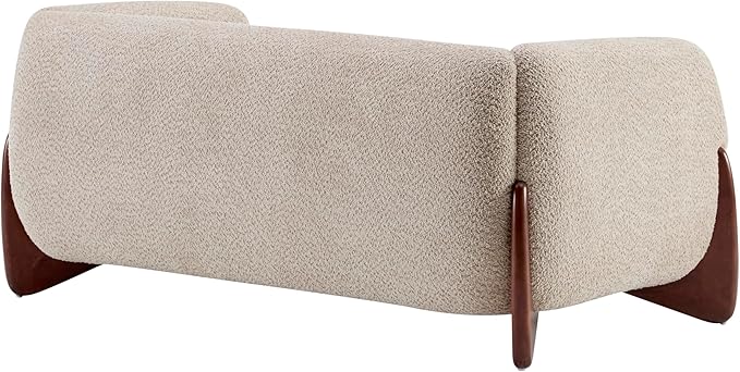 Christopher Knight Home Alma 63" Boucle Loveseat with Wood Legs, 2 Seater Sofa Couches for Living Room, Upholstered Couch Chair, Soft Seating Lounge Sofa Chair, Cozy Loveseat with Armrest, Almond