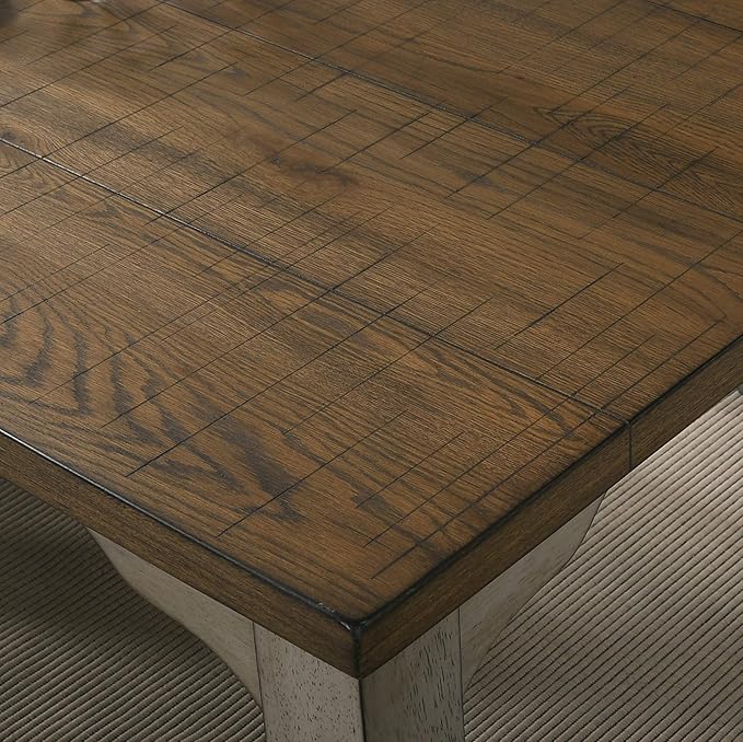 Roundhill Furniture Breda Two-tone Wood Dining Table, Antique Gray and Dark Oak