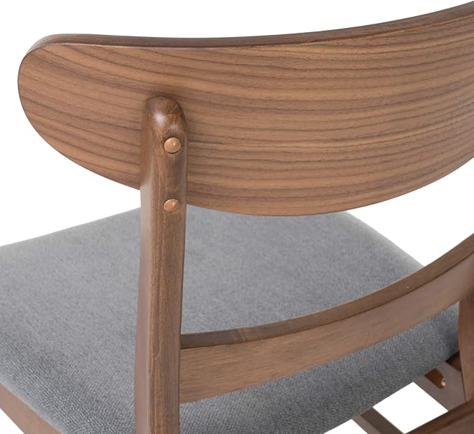 Christopher Knight Home Frances Mid-Century Modern Dining Chairs (Set of 4), 100% Polyester and Rubber Wood, Dark Gray, Walnut