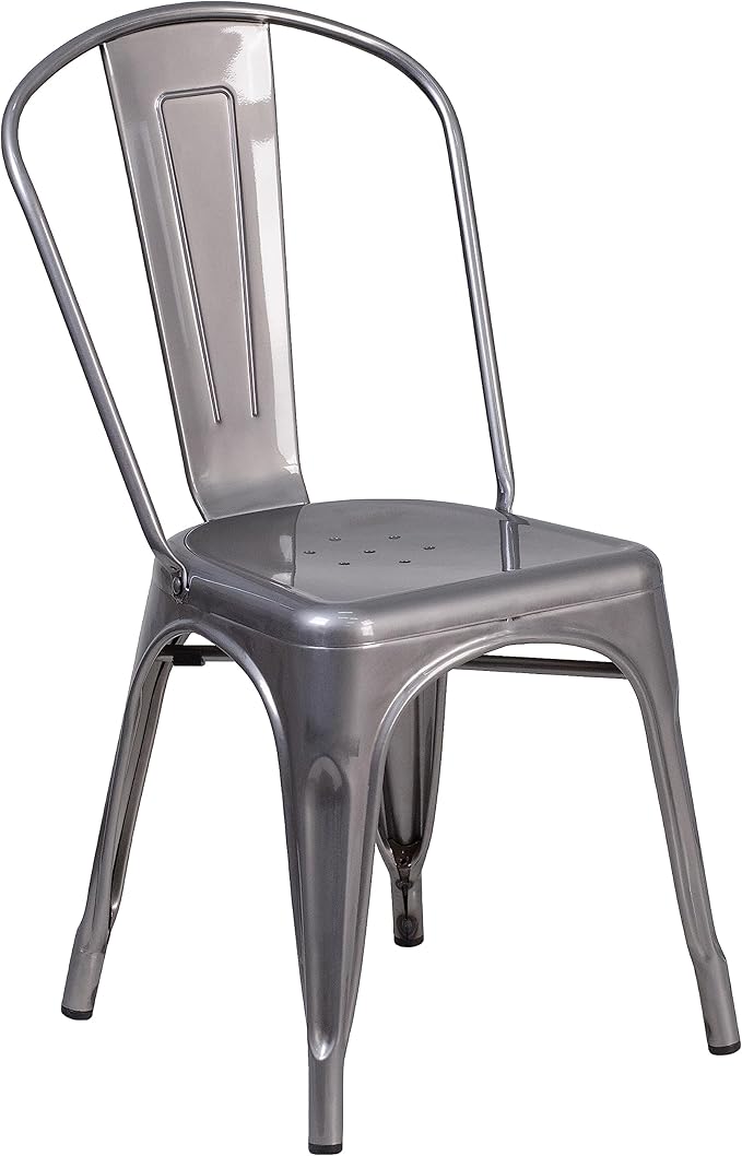 Flash Furniture Lincoln Clear Coated Metal Indoor Stackable Chair