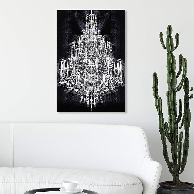 The Oliver Gal Artist Co. Fashion and Glam Wall Art Canvas Prints 'Montecarlo Crystal' Home Décor, 20 in x 30 in, White, Black