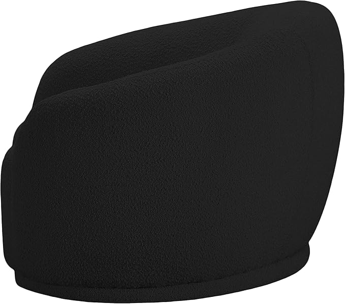 Meridian Furniture 693Black-C Hyde Collection Modern | Contemporary Boucle Fabric Upholstered Accent Chair with Rounded Back, Black, 42" W x 38" D x 27.5" H