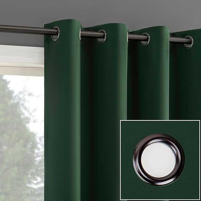 Sun Zero Nordic 2-Pack Theater Grade Noise Reducing Extreme 100% Blackout Grommet Curtain Panel Pair, 52" x 96", Evergreen