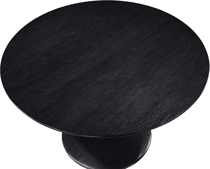 Meridian Furniture 915Black-T Holly Collection Mid-Century Modern Dining Table with Rich Black Finish, Solid Wood, Oak Veneer, 48" W x 48" D x 30" H, Black
