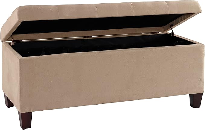 Linon Carmen Shoe Storage Ottoman, 20" x 48" x 20", Beige