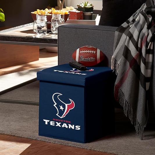 Franklin Sports NFL Storage Ottoman + Container - Folding Organizer Bins - Office, Bedroom + Living Room Decor - 14" x 14