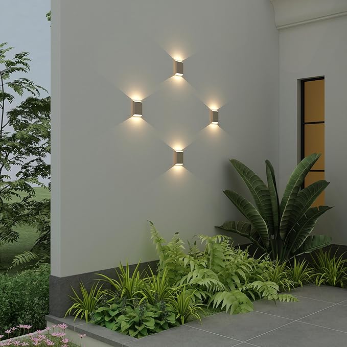 Aluminum Wall Sconces 15.5W LED Waterproof Wall Lights, IP65 Outdoor Porch Lamp Up and Down Dimmable Modern Wall Lamps for Bedroom Living Room Garage Yard 3000K… (Champagne)