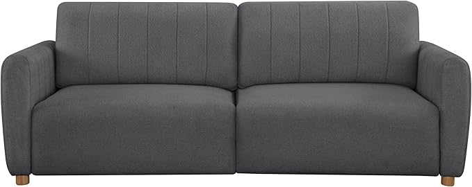 Serta Galway 91.7" Convertible Sleeper Sofa, Queen Size, Wall-Hugging Dreamglide Mechanism, Dreamcoil Comfort, Boucle Fabric, Charcoal