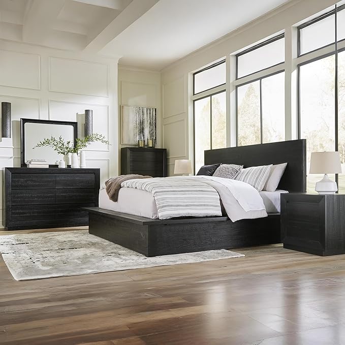 Signature Design by Ashley Londer Casual 6-Drawer Dresser with Safety Stop and Felt Lined, Black