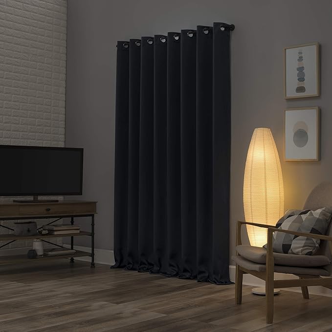 Sun Zero Nordic 2-pack Theater Grade Extreme 100% Blackout Grommet Curtain Panel Pair, 52" x 96", Navy Blue