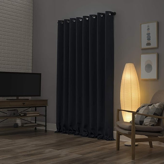 Sun Zero Nordic 2-pack Theater Grade Extreme 100% Blackout Grommet Curtain Panel Pair, 52" x 96", Navy Blue