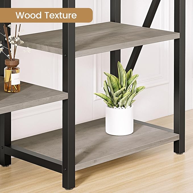 GAOMON GAOMONTriple Wide 5 Tier Book Shelf, Tall Bookshelf with Open Display Shelves, Industrial Large Bookshelves and Bookcases with Metal Frame for Living Room, Bedroom, Home Office-Grey