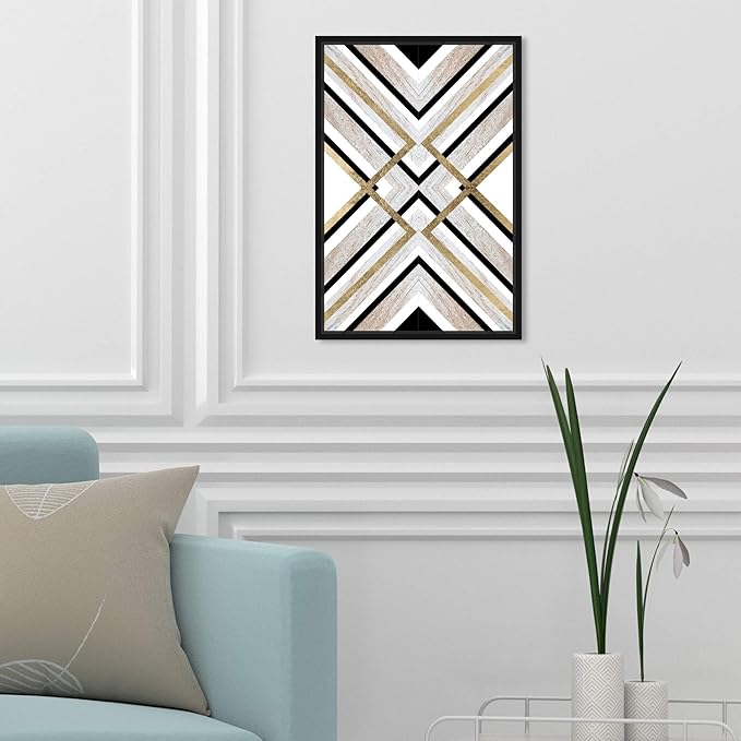 The Oliver Gal Artist Co. Abstract Framed Wall Art Canvas Prints 'Earthy Lux' Geometric Home Décor, 10" x 15", Brown, Gold
