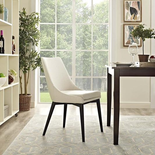 Modway Viscount Mid-Century Modern Upholstered Fabric Kitchen and Dining Room Chair in Beige