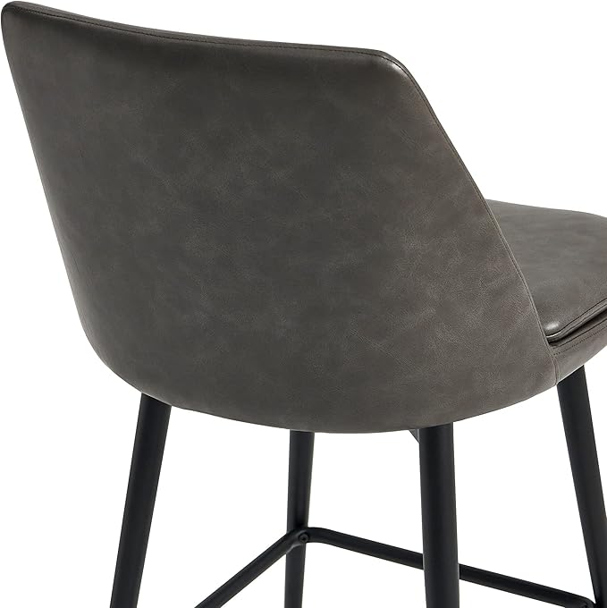 CHITA Swivel Bar Stools, 27.2" Counter Height Bar Stools Set of 3, FSC Certified Upholstered Modern Counter Stools, Metal Legs, Faux Leather, Grey