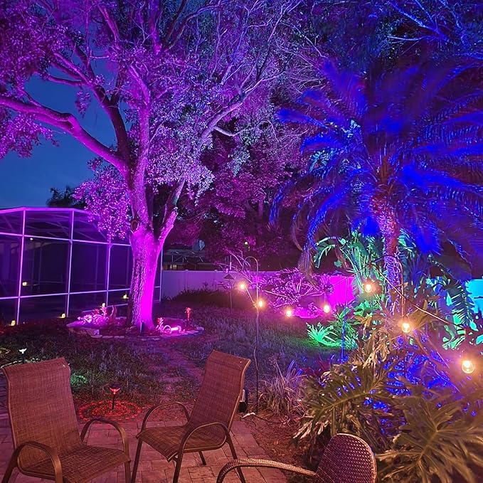 LED Flood Light Outdoor 800W Equivalent Bluetooth Smart Color Changing RGB Spot Light DIY-Scene+RGB+2700K Warm White APP & Group Control & Timing IP66 Waterproof 4Pack