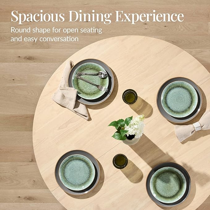 Best Choice Products Solid Wood Dining Table for 4-6, Kitchen Table, 47" Round Table, Modern Farmhouse, Space Saving for Dining Room, Kitchen, Or Living Room, Easy Assembly - Natural