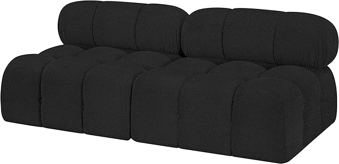 Meridian Furniture 611Black-S68B Ames Collection Modern | Contemporary Modular Sofa with Rich Black Boucle Fabric, Modular to Create Infinite Configurations, 68" W x 34" D x 28" H, Black