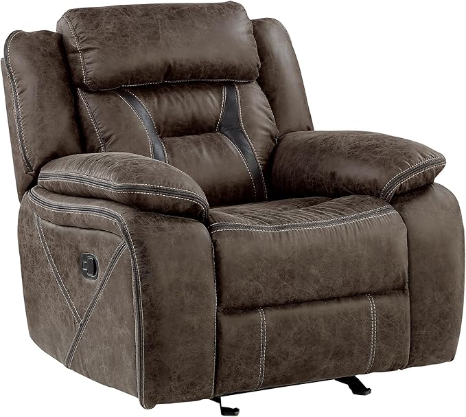 Homelegance Reclining Chair, Polished Microfiber Manual Glider Recliner, Dark Brown