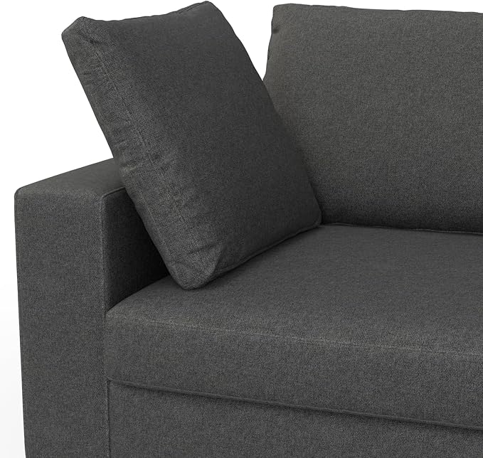SIMPLIHOME Charlie Sofa in 100% Recycled Polyester Tightly Woven Performance Fabric, Pebble Grey, 96-inches Wide, Handcrafted Contemporary Style Sofa for Living Room or Couch for Family Room