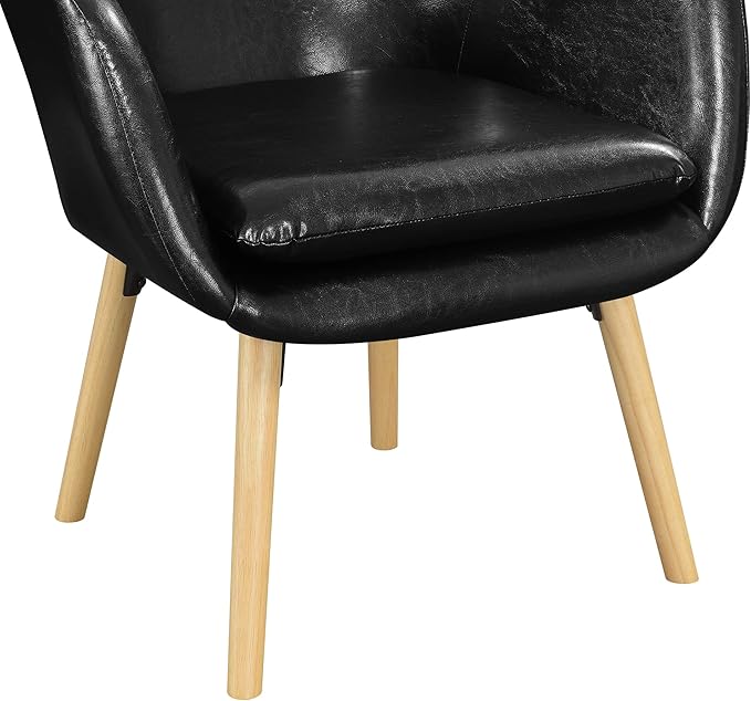 Convenience Concepts Take a Seat Charlotte Accent Chair, Black Faux Leather