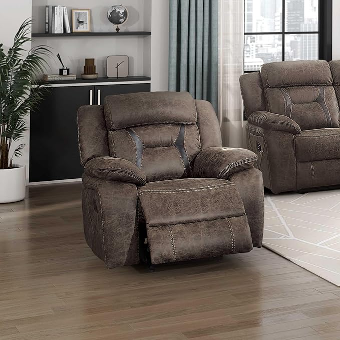 Homelegance Reclining Chair, Polished Microfiber Manual Glider Recliner, Dark Brown