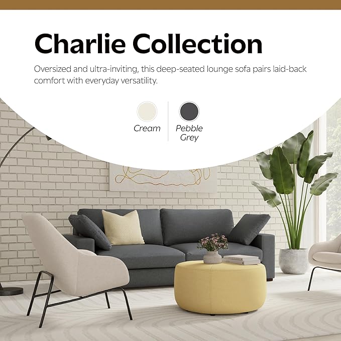 SIMPLIHOME Charlie Sofa in 100% Recycled Polyester Tightly Woven Performance Fabric, Pebble Grey, 78-inches Wide, Handcrafted Contemporary Style Loveseat Sofa or Couch for Living Room