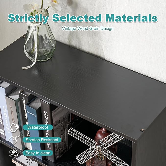 71.5" Tall Bookshelves and Bookcases Set of 2, 6 Tier Display Storage Shelves Home Decor Furniture for Home Office, Living Room, Bed Room (Black, 21.9" Wide)