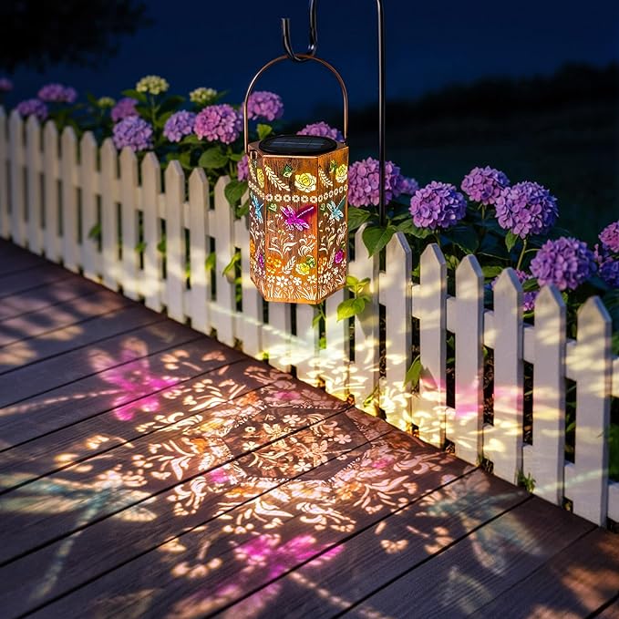 Dragonfly Outdoor Solar Lantern - Garden , Patio, Pathway, Yard Decor Gift for Women Mom Grandma（ 2 Pack）