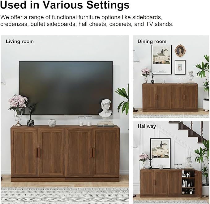 Casaphoria Adam Sideboard Buffet Cabinet with Storage, Sideboard Cabinet with Wooden Doors & Adjustable Shelves, 31" W x 36" H Coffee Bar for Entryway Kitchen Living Room, Walnut