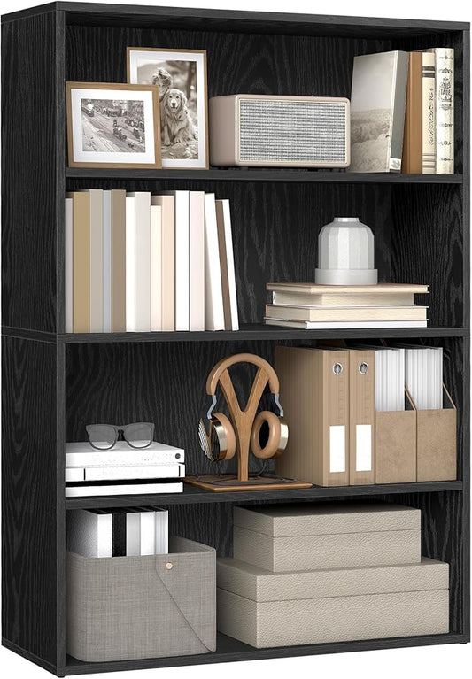 VASAGLE Custos Collection - Bookshelf, 4-Tier Bookcase, Book Shelf, Open Storage Shelf, 9.4 x 31.5 x 42.5 Inches, for Living Room, Home Office, Dining Room, Ebony Black ULBC174B01