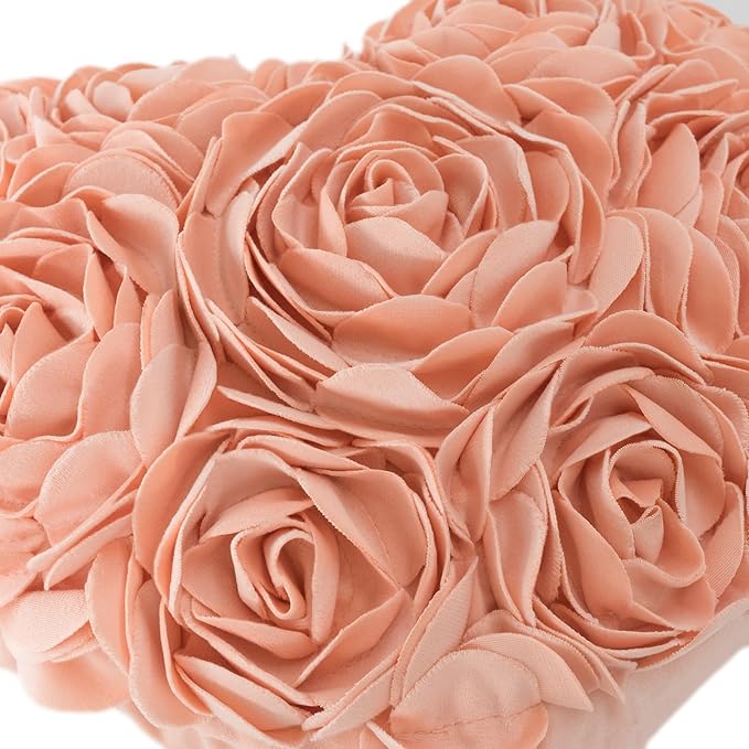 JWH Heart Flower Throw Pillow Covers Decorative Floral Shaped Accent Cushion Soft Pillowcase for Sofa Couch Living Room Bed Chair 14x16 Inches Peach Pink