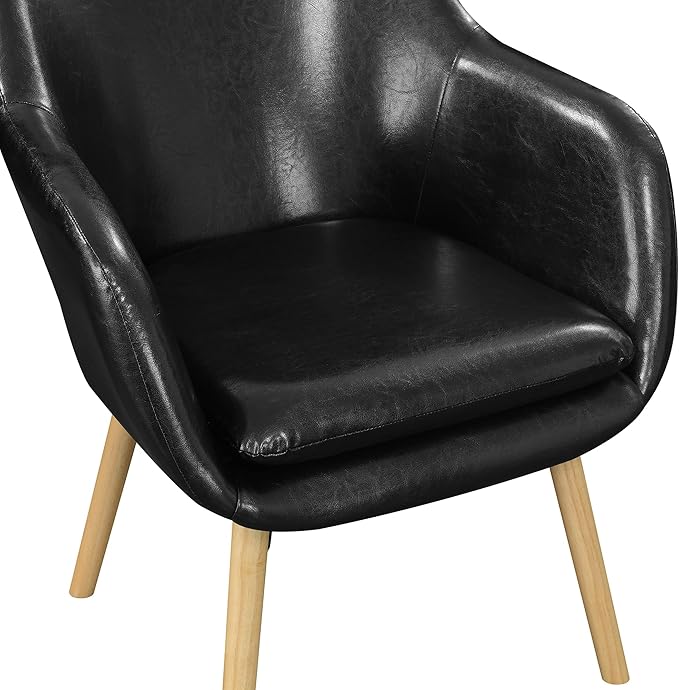 Convenience Concepts Take a Seat Charlotte Accent Chair, Black Faux Leather