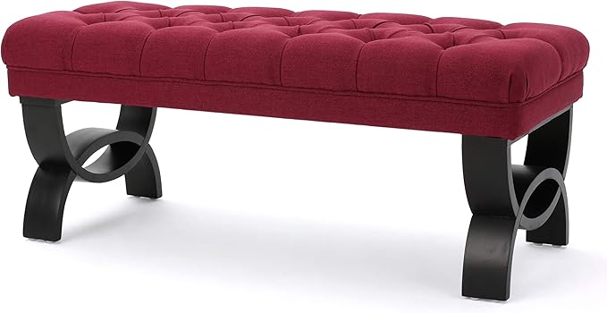 Christopher Knight Home Scarlett Tufted Fabric Ottoman Bench, Deep Red