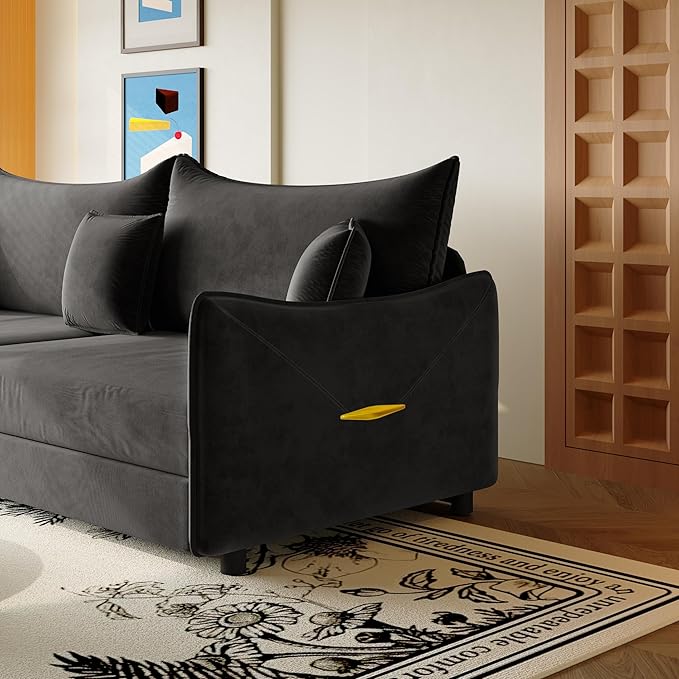 Eafurn 82" Oversized Loveseat Convertible Pull Out Sleeper Sofa Couch Bed King Size, 3-in-1 Sleeper Loveseat Sofa Lounge Chaise with Pull Out Bed and Curved Armrest | Removable Cushions