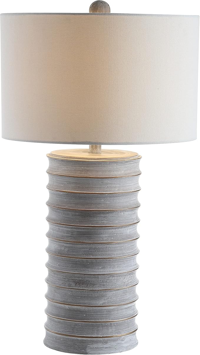 SAFAVIEH Lighting Collection Melina Rustic Wash White 29-inch Bedroom Living Room Home Office Desk Nightstand Table Lamp Set of 2 (LED Bulbs Included)