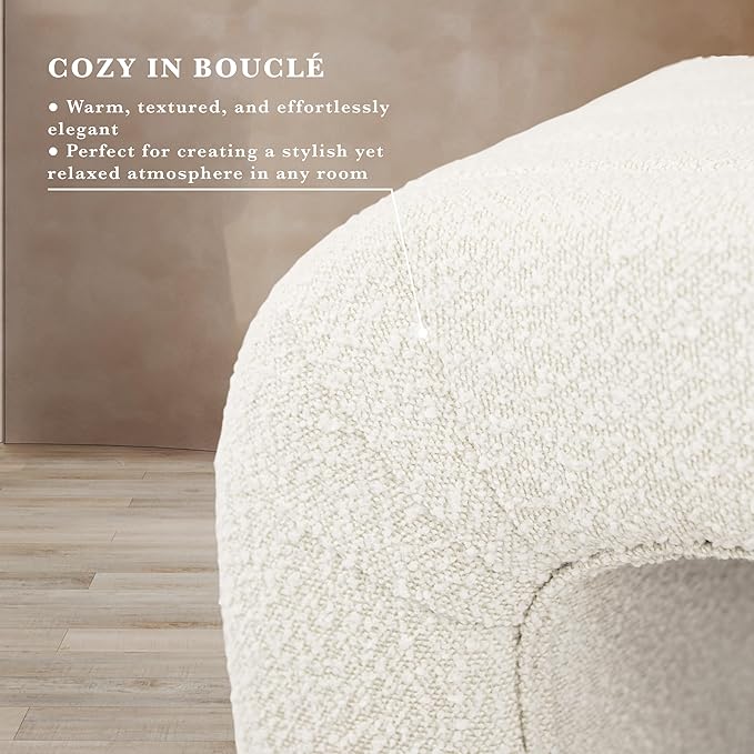 Spatial Order Modern Arch Channel Bench | Bench for Living Room & Bedroom | Decorative Home Furniture - Cream Boucle
