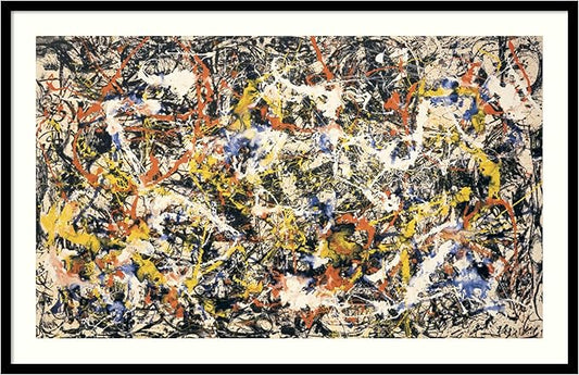 Amanti Art Framed Wall Art Print 27x41 Convergence by Jackson Pollock, Abstract Wall Art, Museum Masters Classics Decor, Large Poster Painting Artwork for Living Room, Bedroom, Bathroom, Kitchen