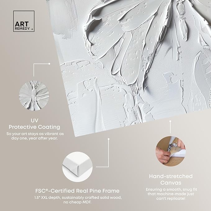 Art Remedy White Butterfly Canvas Elegant White Gold Wall Art, Gallery Wrapped, 16" x 16"