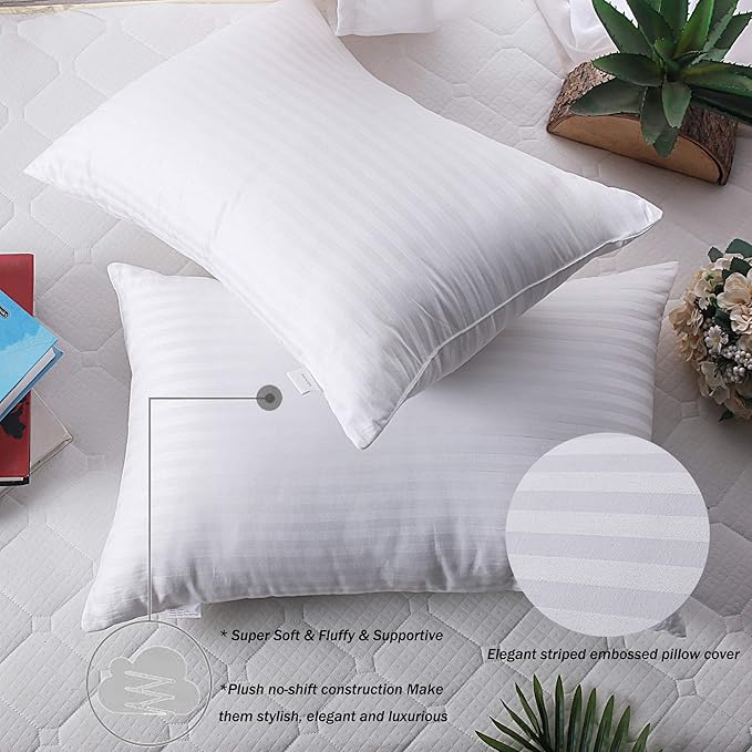 Bed Pillows for Sleeping: Queen Size Microfiber Pillows 2 Pack - Ultra Soft Breathable Down Alternative Pillows - Hotel Luxury Collection Pillows for Back Stomach or Side Sleepers (Queen)
