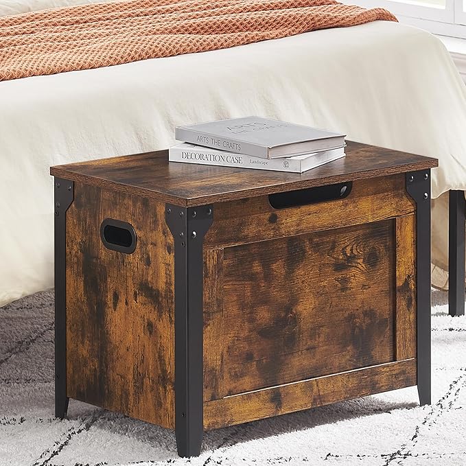 GarveeHome 23.6 in Storage Chest, Wooden Storage Bench with Safety Hinge, Easy Assembly, Large Shoe Bench for Entryway, Living Room, Bedroom