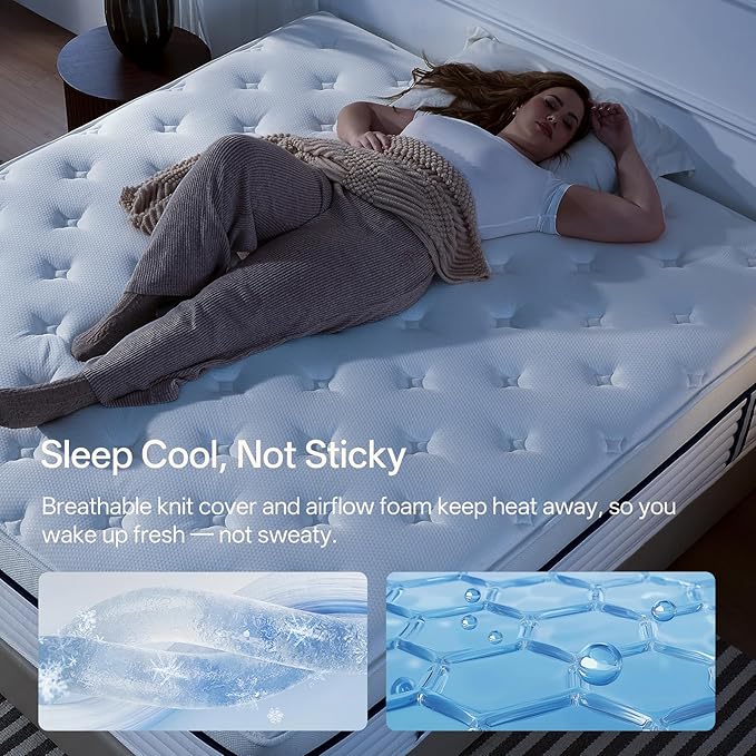 Queen Mattress 12 Inch,Medium Plush Hybrid with Memory Foam& Individually Wrapped Pocket Coils for Support,CertiPUR-US Certified,Fiberglass-Free