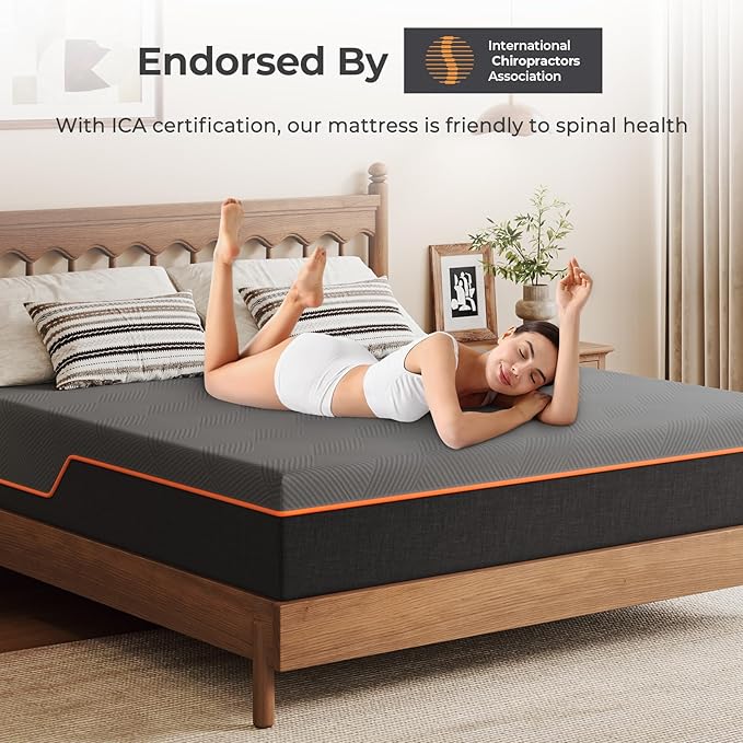 Vesgantti Queen Mattress, 12 Inch Gel Memory Foam Mattress Queen Size with Comfort Foam for Pressure Relief & Cool Sleep & Body Support, Made in USA, Medium Feel Bed in a Box, Grey