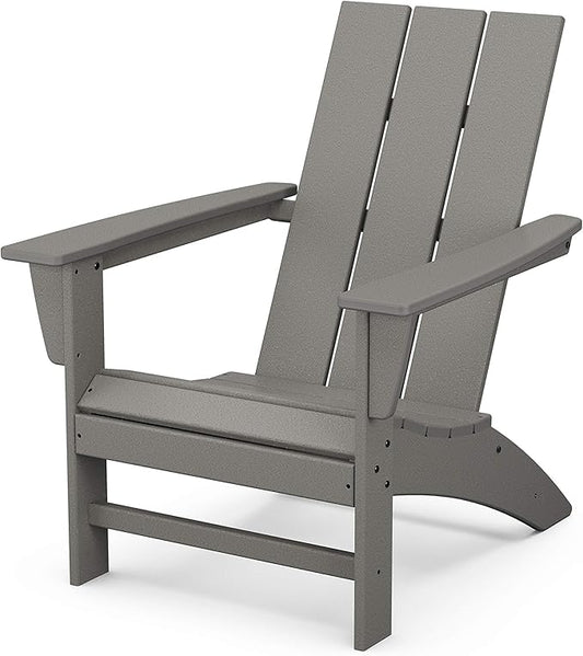 POLYWOOD Modern Adirondack Chair – All-Weather Outdoor Lawn Adirondack Chairs – HDPE, Fade-Resistant & Durable Outdoor Furniture – For Patio, Deck & Fire Pit Chairs – Grey