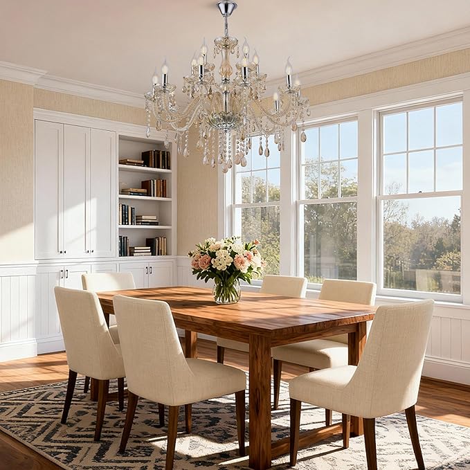 YYSHCHEN Cognac 15 Lights Large Crystal Chandeliers,Large Chandeliers for Dining Room,Living Room,Bedroom,Hallway,Entry Way 30.7"