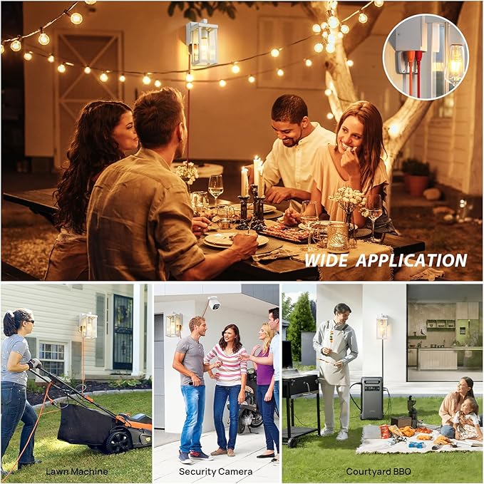 Dusk to Dawn Porch Lights with GFCI Outlets Waterproof Outdoor Wall Lights Exterior Lighting Fixtures Modern Outside Lights Wall Mount for House Patio Garage,White,11.8''H, 2 PC