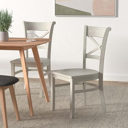 Charlotte X-Back Wooden Chairs, Set of 2, Sturdy Solid Wood Construction, Ideal for Dining Room and Kitchen - Unfinished
