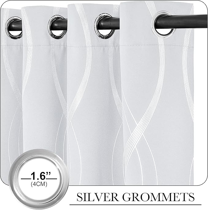 NICETOWN Greyish White Room Darkening Curtain Panels, 2 Panels, 34" Wide x 45" Long, Window Treatment Thermal Insulated Grommet Room Darkening Curtains/Panels/Drapes for Bedroom